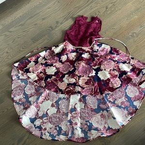 Dark red floral dress